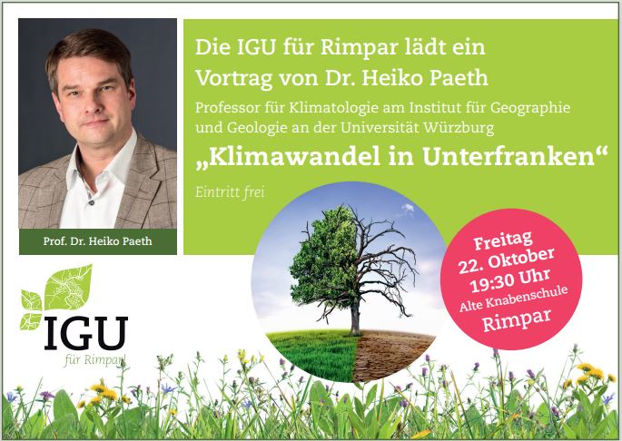 Sharepic - Klimawandel in Unterfranken - Vortrag Dr. Heiko Paeth