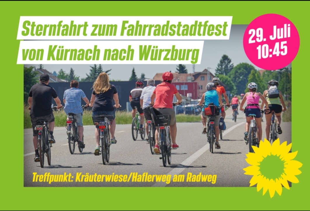 Sharepic zur Sternfahrt von Kürnach nach Würzburg